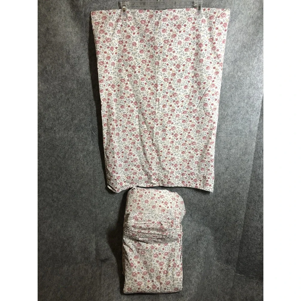 Pottery Barn Twin Sheet Set Flat Fitted Pillowcase Pink Floral Ditzy